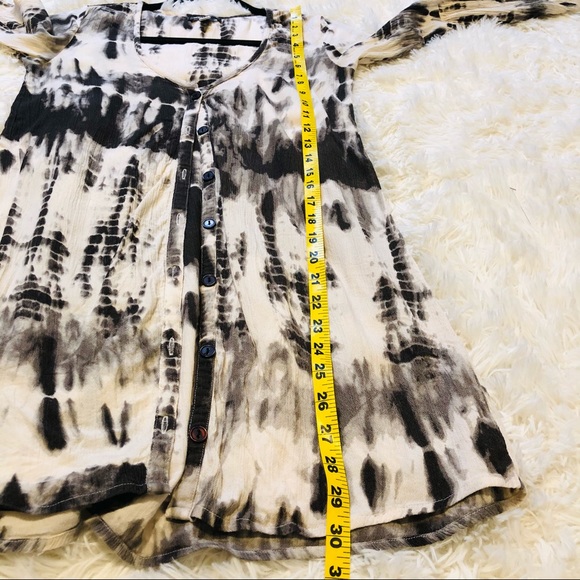Billabong Black and White Bohemian style Tie Dye Button Down Tunic XS - Picture 3 of 8